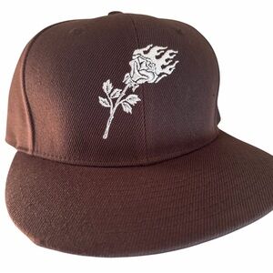 Civil Regime Flaming Rose Fitted Hat • Brown & Cream Streetwear Staple - 7 1/8
